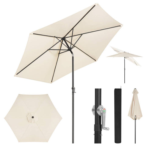 Rootz Premium Outdoor Parasol - Garden Umbrella - Sunshade - UV Protection - Foldable - Durable - Includes Carrying Bag - Ø 270 x 236 cm