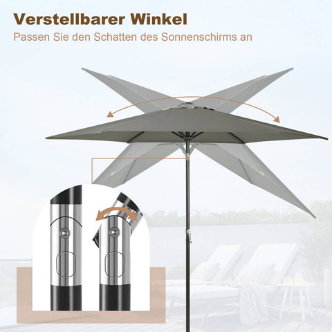 Rootz Premium Outdoor Parasol - Garden Umbrella - Sunshade - UV Protection - Waterproof - Adjustable - Ø 270 x 236 cm
