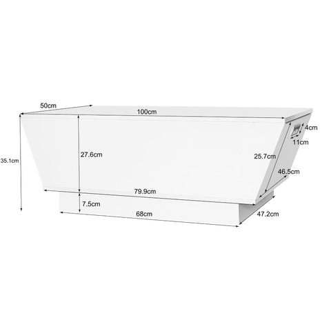 Rootz LED Coffee Table - Modern Living Room Table - LED-Lit Table - App-Controlled Lighting - 100L x 50W x 35.1H cm