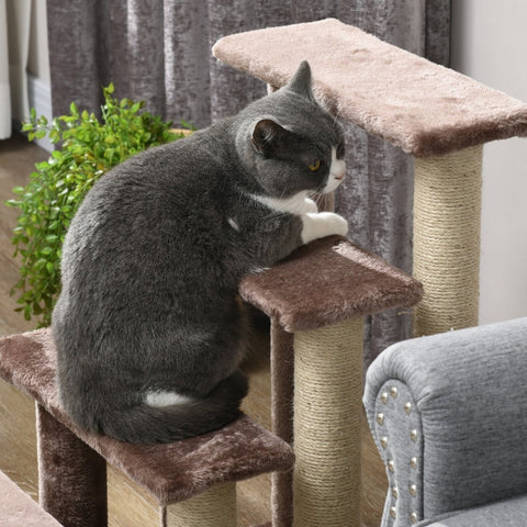 Rootz Cat Tree-Stair Combo - Pet Stairs - Climbing Aid - Play & Rest Area - Cat Scratching Post - Plush Lined - 60cm x 40cm x 64cm