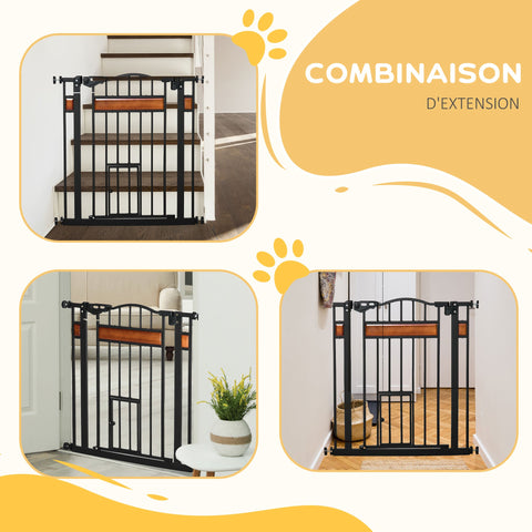 Rootz Pet Security Grille - Pet Barrier - Safety Gate - Adjustable Width - 74 to 80 cm x 76.2 cm - Steel & Pine Wood - Double Locking System