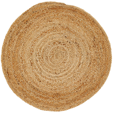 Rootz Jute Carpet - Round Rug - Handwoven Mat - Natural Warmth - 150cm Diameter