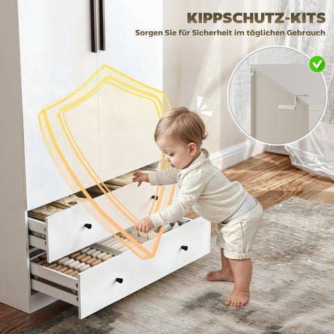 Rootz 2 Door Wardrobe - Closet - Clothes Organizer - Spacious Storage - 79cm x 180cm, White Chipboard