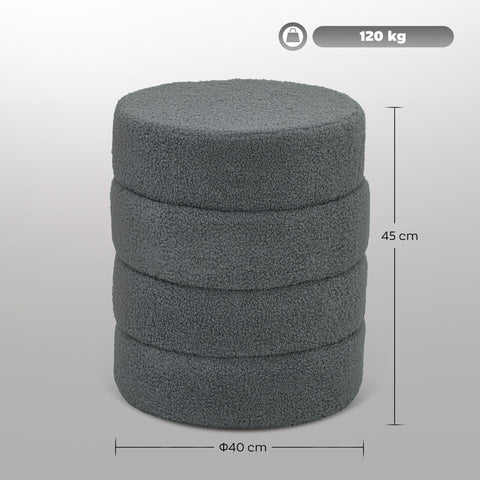 Rootz Round Stool - Ottoman - Footstool - Supports 120kg - Grey - Ø40 x 45H cm