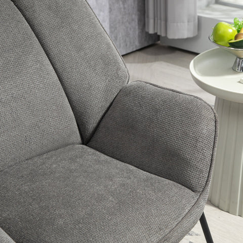 Rootz Lounge Chair - Relaxation Armchair - Linen Recliner - Soft Foam Padding - Steel Legs - 71.5cm W x 67cm T x 79cm H - Grey
