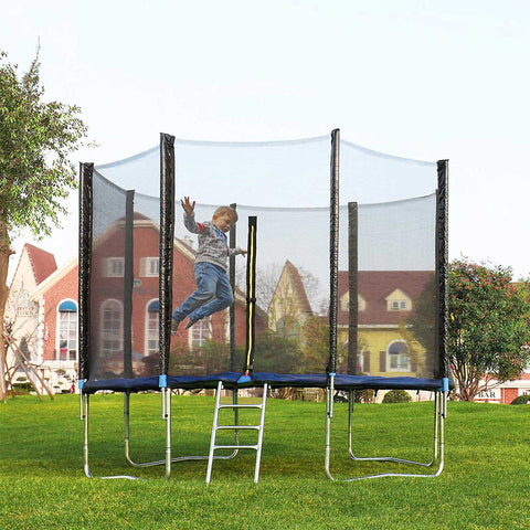 Rootz Trampoline Safety Net - Replacement Net - Protective Enclosure - High-Quality Materials - All-Round Protection - Ø 305 cm - 1.93 cm High - 8 Protective Covers - Black - 120 g/m² PE Mesh - PE Protective Covers - 2.5kg
