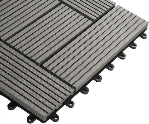 Rootz Premium WPC Patio Tiles - Decking Tiles - Interlocking Flooring - Durable & UV-Resistant - Easy Installation - Versatile Use - 30cm x 30cm x 1.8cm