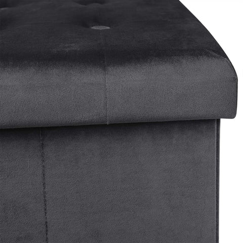 Rootz Foldable Storage Box - Ottoman Bench - Velvet Upholstery - 80L Capacity - 76cm x 38cm x 37.5cm - Max Load 300kg
