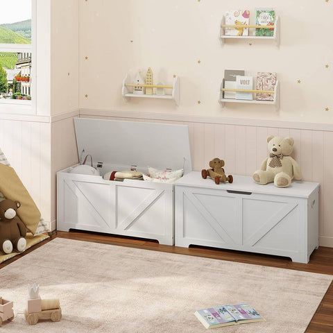 Rootz White Shoe Bench with Storage - Bed Bench - Ottoman - 76L Hidden Storage - Robust Engineered Wood - 100cm x 47cm x 40cm