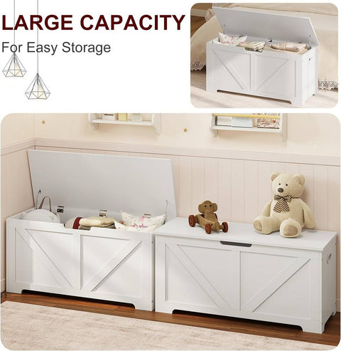 Rootz White Shoe Bench with Storage - Bed Bench - Ottoman - 76L Hidden Storage - Robust Engineered Wood - 100cm x 47cm x 40cm