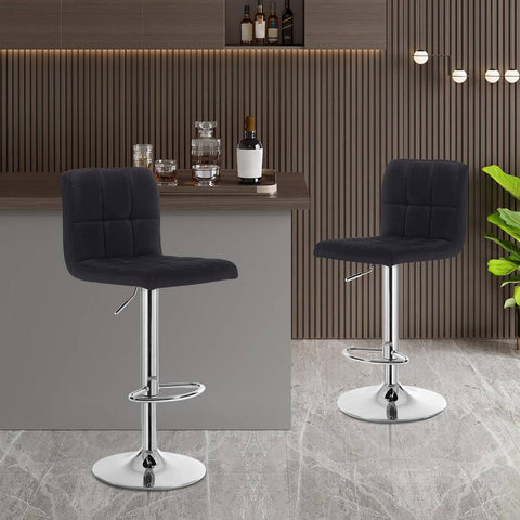 Rootz Bar Stool - Adjustable Counter Chair - Ergonomic Seating - Durable Linen Upholstery, Protective Anti-Slip Base, Height Customization - 92cm-114cm x 44cm x 38cm