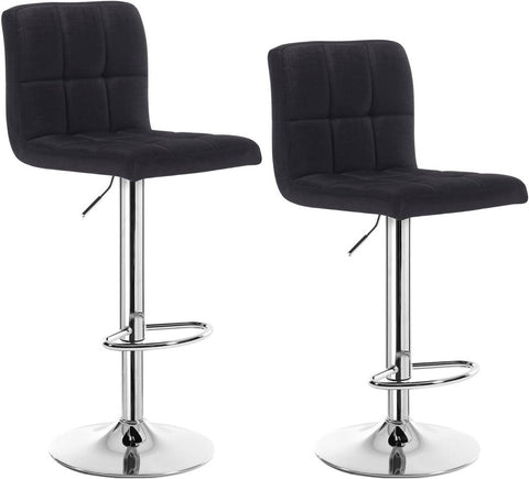 Rootz Bar Stool - Adjustable Bar Chair - Ergonomic Counter Stool - Durable Linen Seat - Metal Frame - Floor Protection - 92cm-114cm x 44cm x 38cm