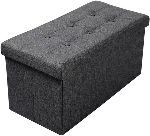 Rootz Foldable Storage Box Bench - Fabric Ottoman - Large Capacity - Comfortable Seat - 76cm x 38cm x 37.5cm