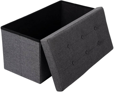 Rootz Foldable Storage Box Bench - Fabric Ottoman - Large Capacity - Comfortable Seat - 76cm x 38cm x 37.5cm