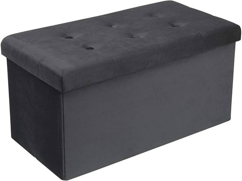 Rootz Foldable Storage Box - Ottoman Bench - Velvet Upholstery - 80L Capacity - 76cm x 38cm x 37.5cm - Max Load 300kg