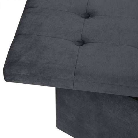Rootz Foldable Storage Box - Ottoman Bench - Velvet Upholstery - 80L Capacity - 76cm x 38cm x 37.5cm - Max Load 300kg