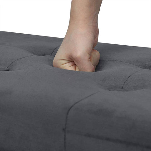 Rootz Foldable Storage Box - Ottoman Bench - Velvet Upholstery - 80L Capacity - 76cm x 38cm x 37.5cm - Max Load 300kg