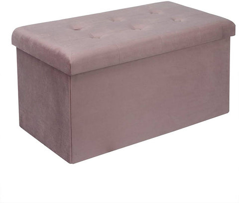 Rootz Velvet Storage Stool - Foldable Ottoman - Large Capacity - Elegant Design - 76cm x 38cm x 37.5cm