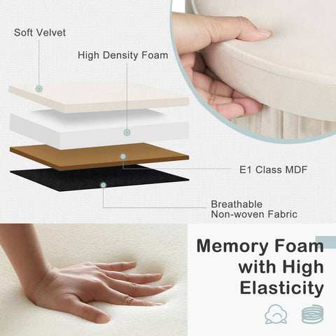 Rootz Storage Stool - Ottoman - Footstool - Soft & Robust - 38cm x 36cm - Cream/Light Gray - 30L Capacity - E1 MDF Frame - Velvet Cover