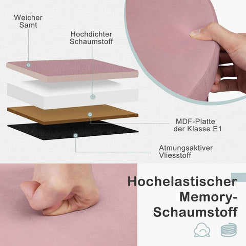 Rootz Pink Velvet Seat Stool - Ottoman - Footrest - Storage Solution - Foldable Design - 38cm x 36cm