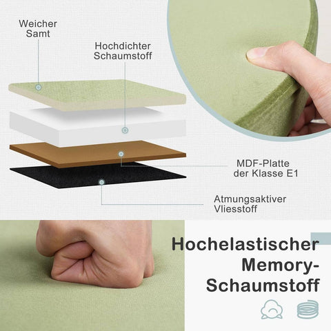 Rootz 2-in-1 Velvet Storage Seat Stool - Ottoman - Footstool - Hidden Storage - 38 x 36 cm - Green