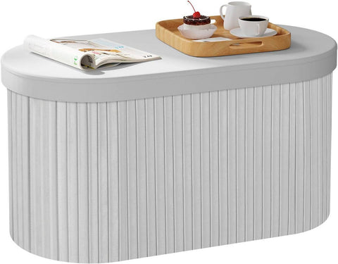 Rootz Velvet Seat Stool - Storage Ottoman - Foldable Furniture - 76L Capacity - 76x38x38cm Grey