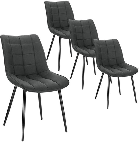 Rootz Set of 4 Dining Chairs - Kitchen Chairs - Upholstered Chairs - Comfortable Padded Seat - Durable Metal Frame - Floor Protection - 85.5cm x 46cm x 40.5cm