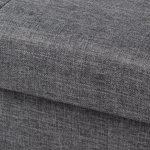 Rootz Foldable Storage Box Ottoman - Linen Stool - Footstool - Large Capacity - 76cm x 38cm x 37.5cm - Dark Gray Light Gray Cream White