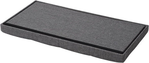 Rootz Foldable Storage Box Ottoman - Linen Stool - Footstool - Large Capacity - 76cm x 38cm x 37.5cm - Dark Gray Light Gray Cream White