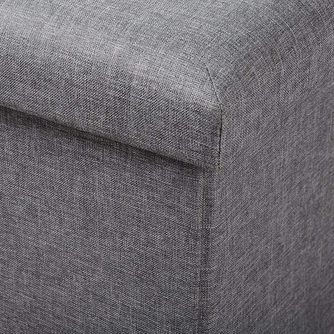 Rootz Foldable Storage Stool with Lid - Linen Ottoman - Large Capacity - Space Saving - Comfortable Seat - 76cm x 38cm x 37.5cm