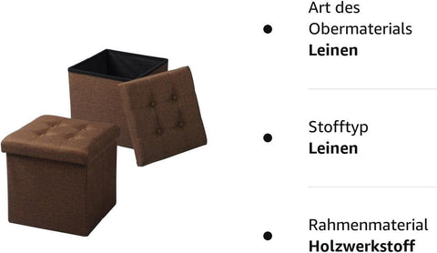 Rootz Storage Stool - Foldable Ottoman - Comfortable Seating - 37.5cm x 38cm x 37.5cm - Brown/Cream White/Dark Gray/Light Gray