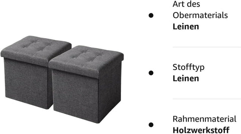 Rootz Storage Stool - Folding Bench - Ottoman - MDF & Linen - 38L Storage - Breathable Cover - 37.5cm x 38cm x 37.5cm