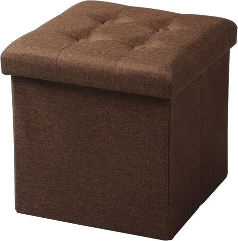 Rootz Foldable Storage Stool - Ottoman Bench - Compact Stool - MDF E1 Structure - Breathable Linen - 37.5cm x 38cm x 37.5cm