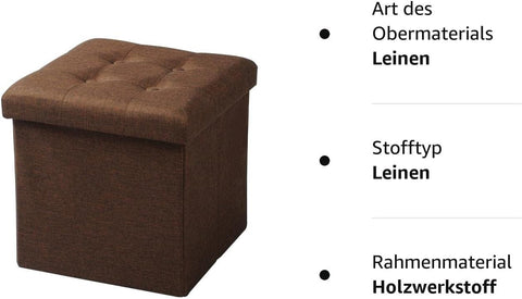 Rootz Foldable Storage Stool - Ottoman Bench - Compact Stool - MDF E1 Structure - Breathable Linen - 37.5cm x 38cm x 37.5cm
