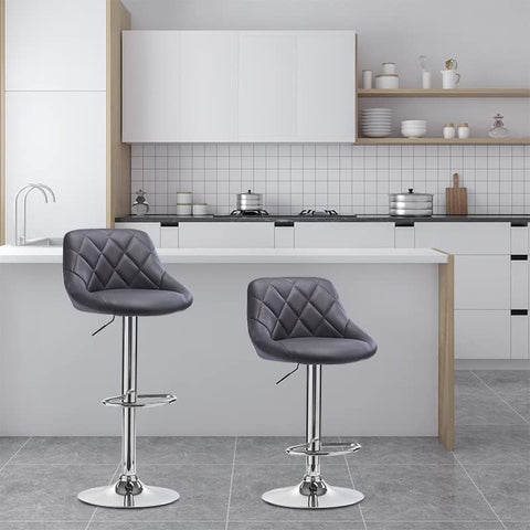 Rootz Adjustable Faux Leather Bar Stool - Swivel Barstool - Height Adjustable Chair - 360° Swivel, Adjustable Height, Durable Construction - 84-106cm x 38cm x 35cm