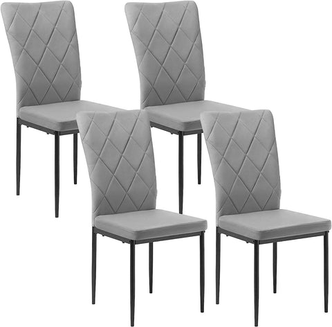 Rootz Dining Room Chairs Set of 4 - Velvet High Back Chairs - Metal Leg Chairs - Comfortable, Ergonomic, Durable - Dark Gray - 42cm x 94.5cm x 59cm