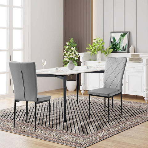 Rootz Dining Room Chairs Set of 4 - Velvet High Back Chairs - Metal Leg Chairs - Comfortable, Ergonomic, Durable - Dark Gray - 42cm x 94.5cm x 59cm