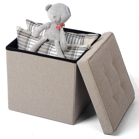 Rootz Folding Storage Stool - Cube Ottoman - Padded Bench - Versatile Furniture - 37.5cm x 38cm x 37.5cm