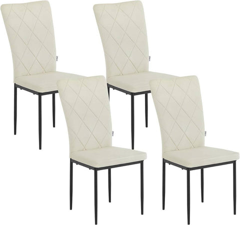 Rootz Dining Room Chairs Set of 4 - Velvet Chair - High Backrest Chairs - Metal Legs - Comfortable, Ergonomic, Durable - Cream - 42cm x 94.5cm x 59cm