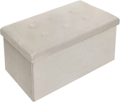 Rootz Velvet Storage Stool - Foldable Ottoman - Large Capacity - Stable Frame - 76cm x 38cm x 37.5cm