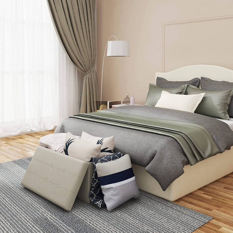 Rootz Velvet Storage Stool - Foldable Ottoman - Large Capacity - Stable Frame - 76cm x 38cm x 37.5cm