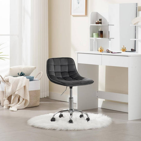 Rootz Office Stool - Ergonomic Work Chair - Swivel Chair - Velvet Comfort - Adjustable Height - Durable Build - 43cm x 60-67.5cm x 50cm