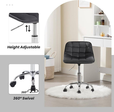 Rootz Office Stool - Ergonomic Work Chair - Swivel Chair - Velvet Comfort - Adjustable Height - Durable Build - 43cm x 60-67.5cm x 50cm