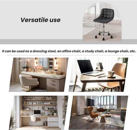 Rootz Office Stool - Ergonomic Work Chair - Swivel Chair - Velvet Comfort - Adjustable Height - Durable Build - 43cm x 60-67.5cm x 50cm