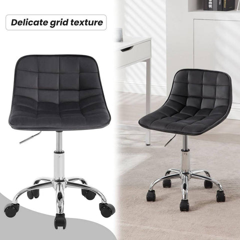 Rootz Office Stool - Ergonomic Work Chair - Swivel Chair - Velvet Comfort - Adjustable Height - Durable Build - 43cm x 60-67.5cm x 50cm