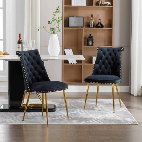 Rootz Set of Two Velvet Chairs - Upholstered Dining Chair - Elegant Accent Chairs - Ergonomic Comfort - 43.9cm x 62cm x 87.5cm