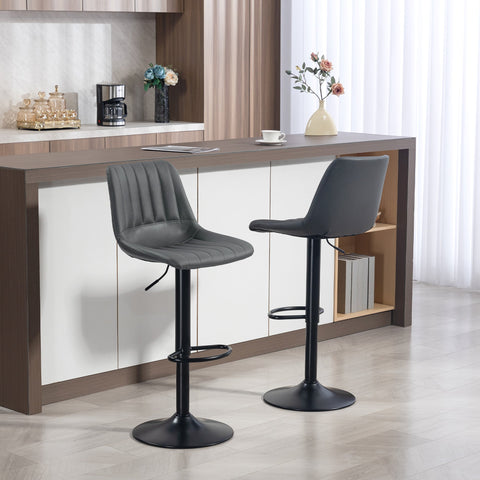 Rootz Bar Stool Set of 2 - Retro Bar Chairs - Adjustable Counter Stools - Swivel Kitchen Stools - Comfort with Footrest - 43x49.5x111cm