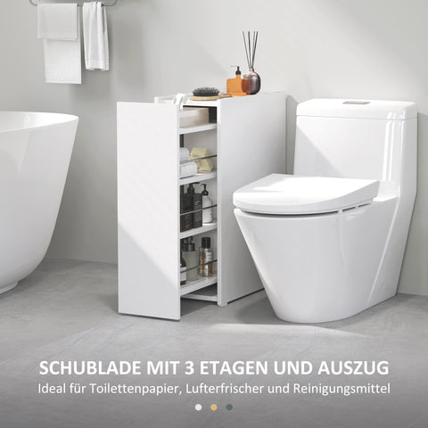 Rootz Narrow Bathroom Cabinet - Floor Cabinet - Freestanding Storage - Easy Glide Deep Drawers - 47cm x 25cm x 66.5cm