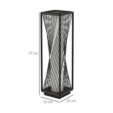 Rootz Solar Floor Lamp - Boho-Style Outdoor Lantern - Rattan Garden Light - Auto On/Off - 22x22x77cm - IP44 Waterproof