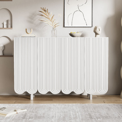 Rootz White Sideboard - Elegant Storage Unit - Modern Buffet - Quiet Operation - 120x37.5x80.8 cm